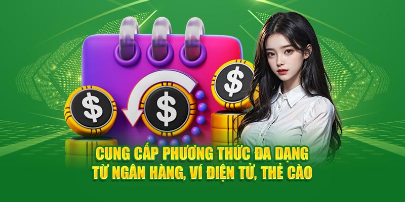 Cung cấp phương thức đa dạng từ ngân hàng, ví điện tử, thẻ cào