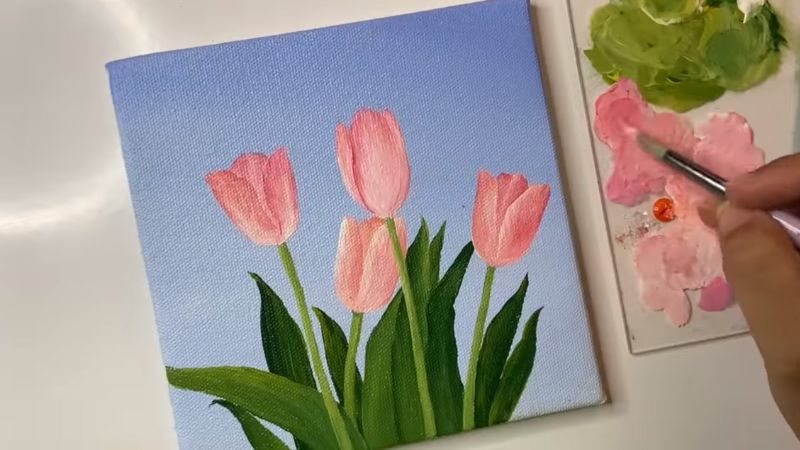 Cách vẽ hoa tulip ấn tượng nhất, mẫu tranh hoa tulip đẹp dễ vẽ